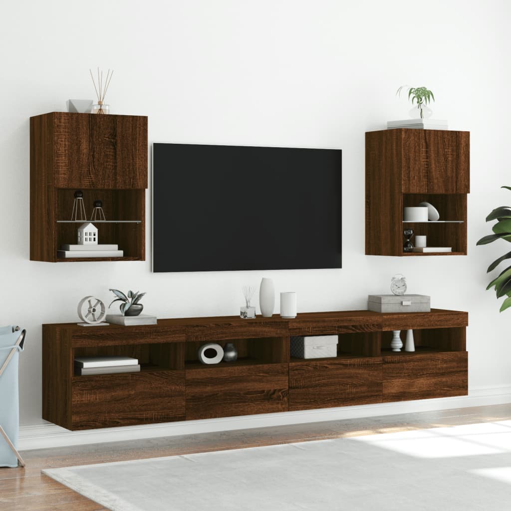 Tv Cabinet With Led Lights 40.5X30X Brown Oak