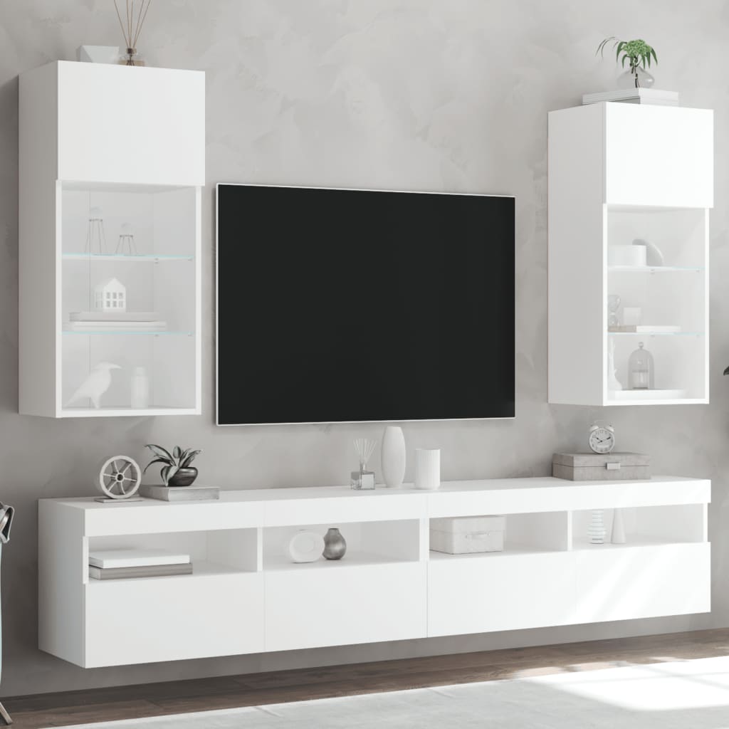 Tv Cabinet With Led Lights 30.5X30X White