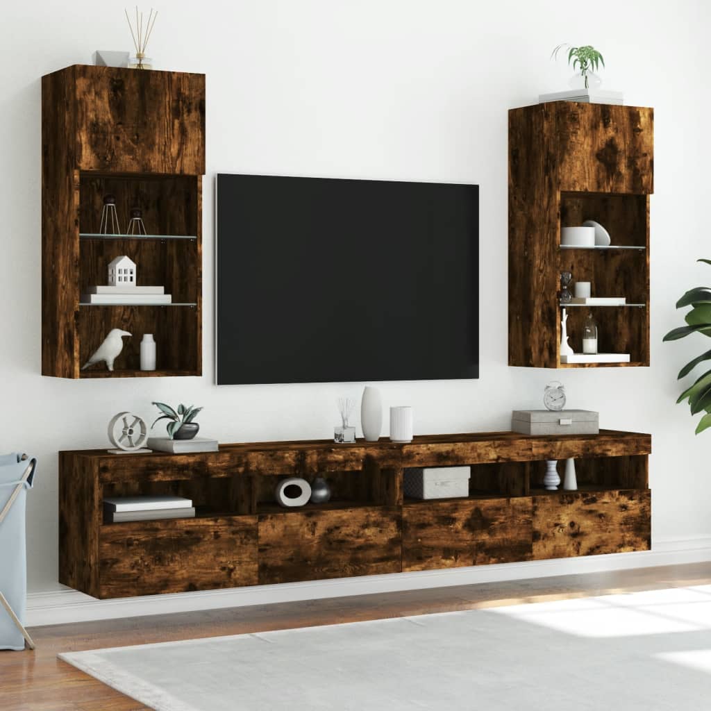 Tv Cabinet With Led Lights 40.5X30X Smoked Oak