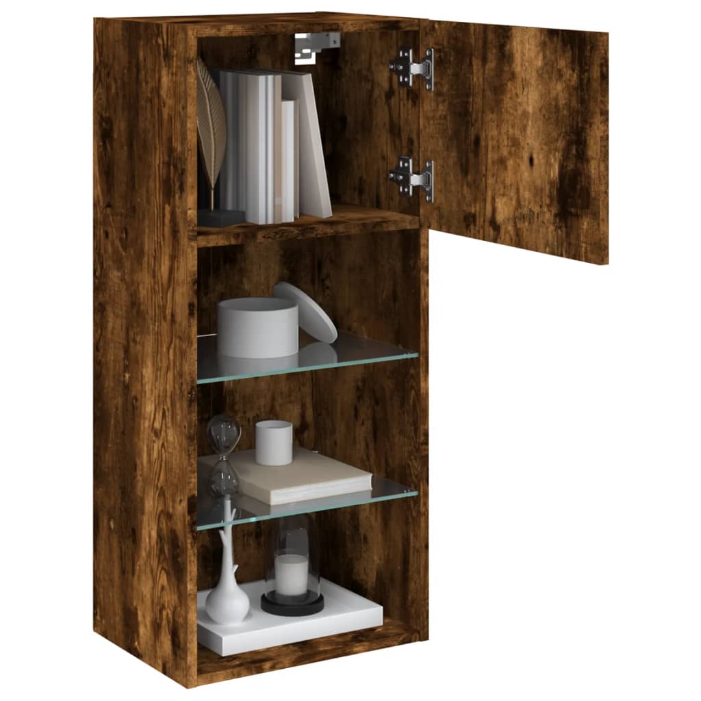 Tv Cabinet With Led Lights 40.5X30X Smoked Oak