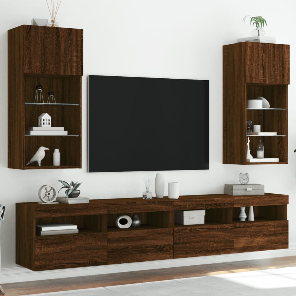 Tv Cabinet With Led Lights 40.5X30X Brown Oak