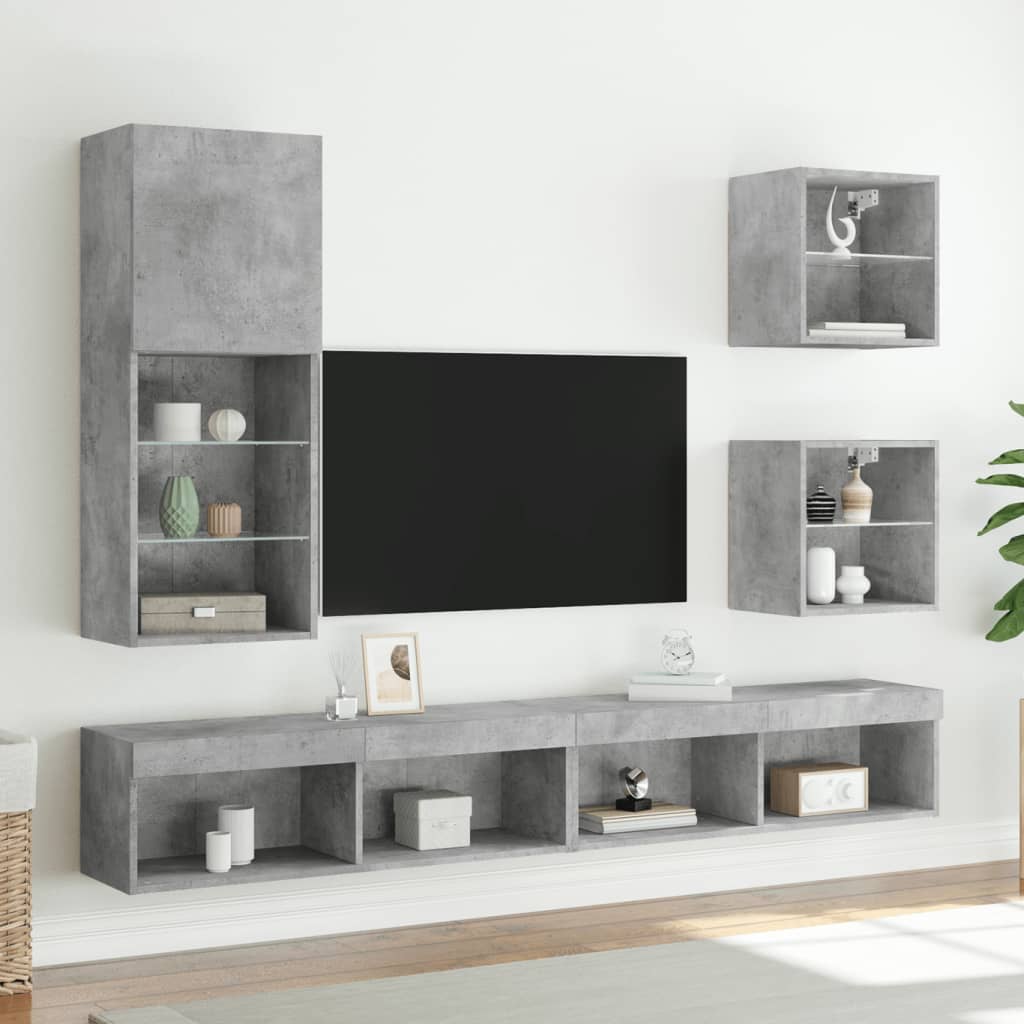 Tv Cabinet With Led Lights 40.5X30X Concrete Grey