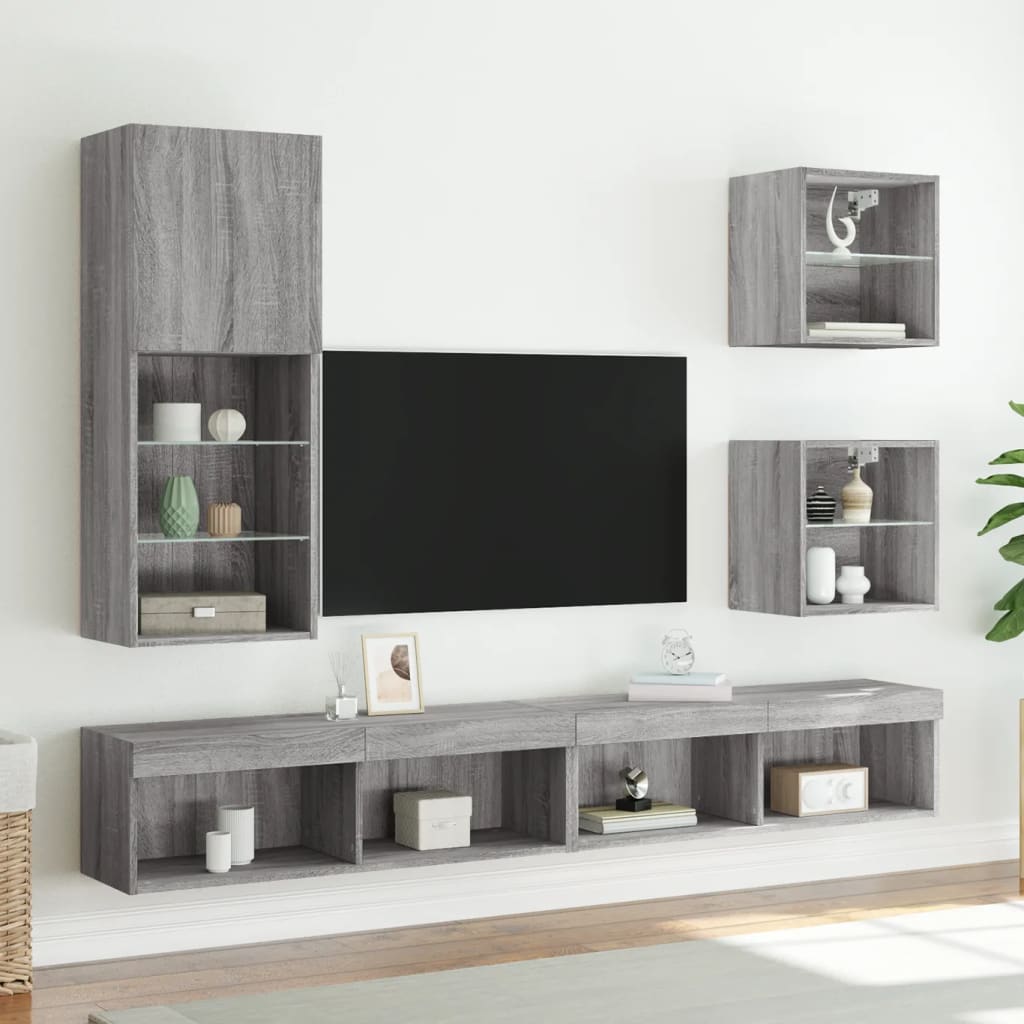 Tv Cabinet With Led Lights 40.5X30X Grey Sonoma