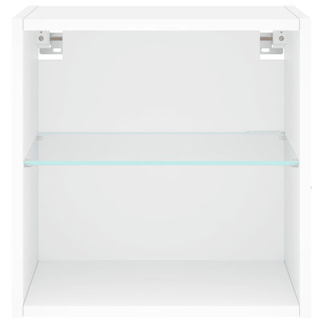Bedside Cabinet With Led Lights Wall-Mounted White