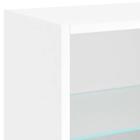 Bedside Cabinet With Led Lights Wall-Mounted White