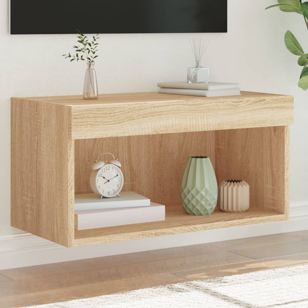 Bedside Cabinet With Led Lights Wall-Mounted