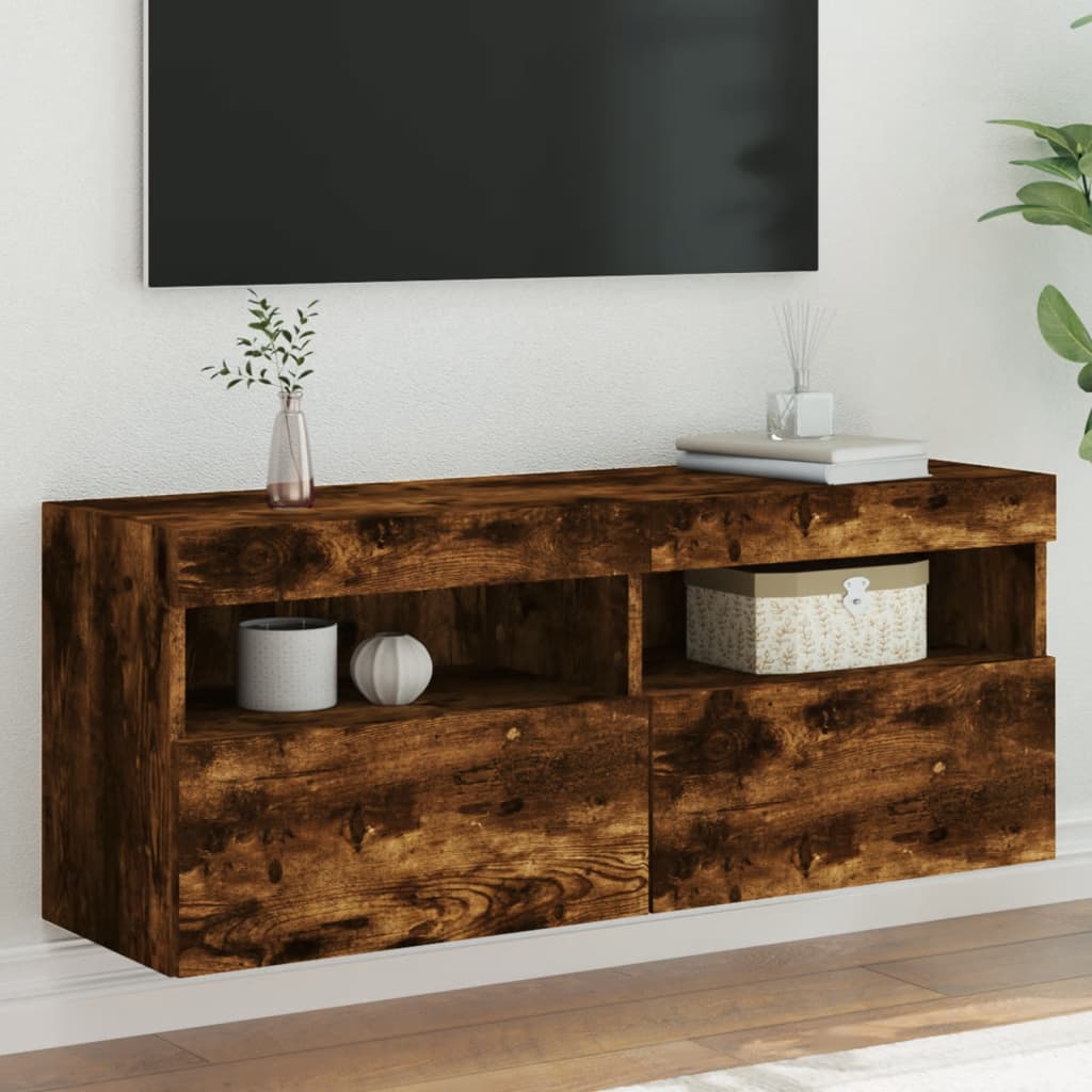 Tv Wall Cabinet With Led Lights 40X30X