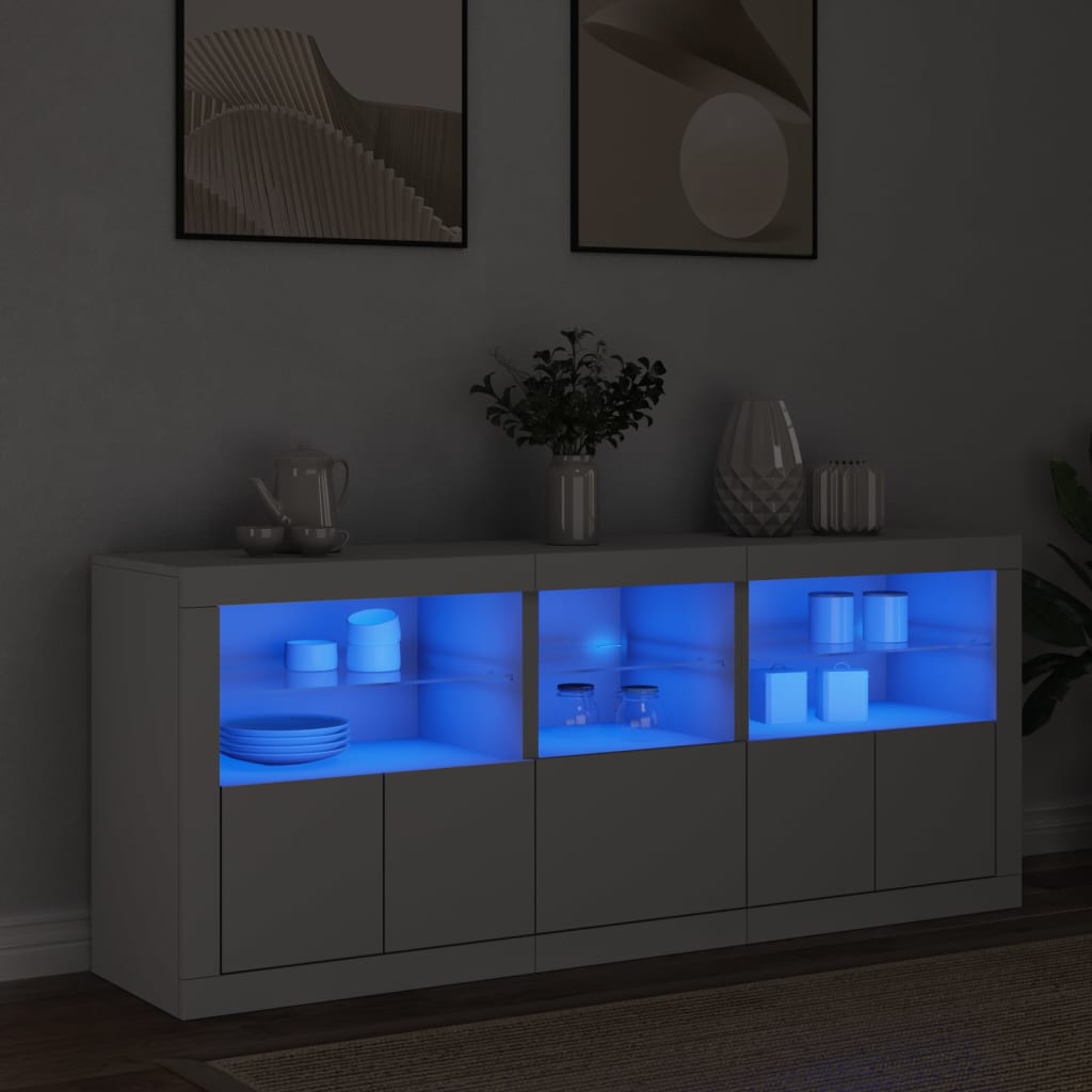 Sideboard With Led Lights 162X37X67 Cm