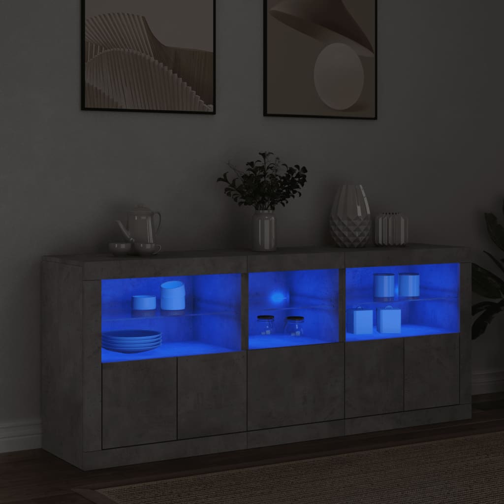Sideboard With Led Lights 162X37X67 Cm
