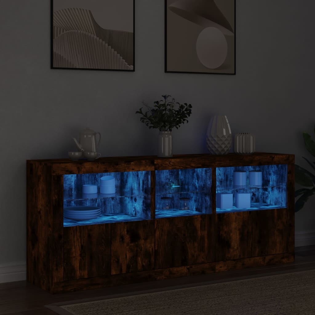Sideboard With Led Lights 162X37X67 Cm