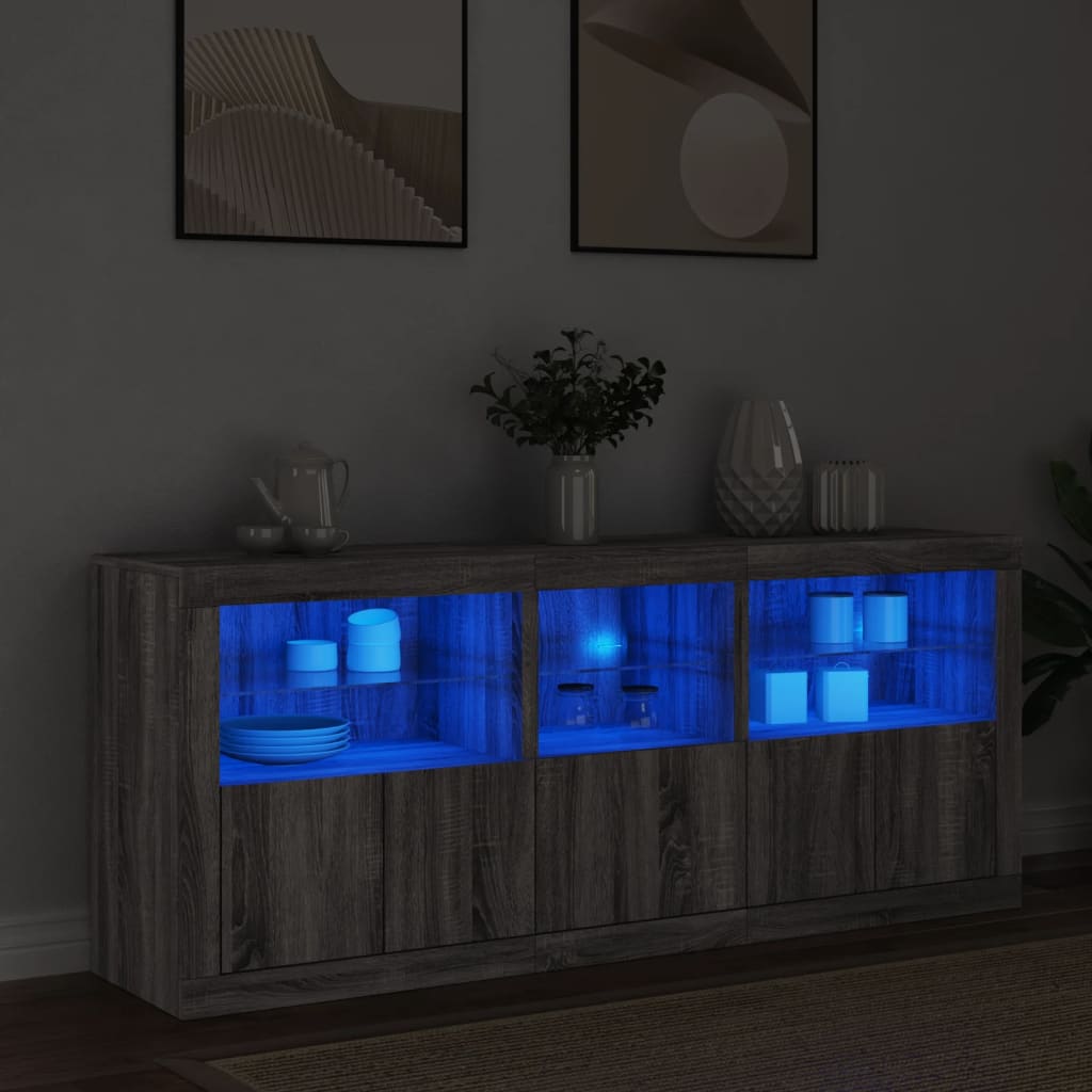 Sideboard With Led Lights 162X37X67 Cm