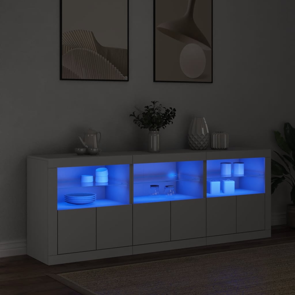 Sideboard With Led Lights 181.5X37X67 Cm