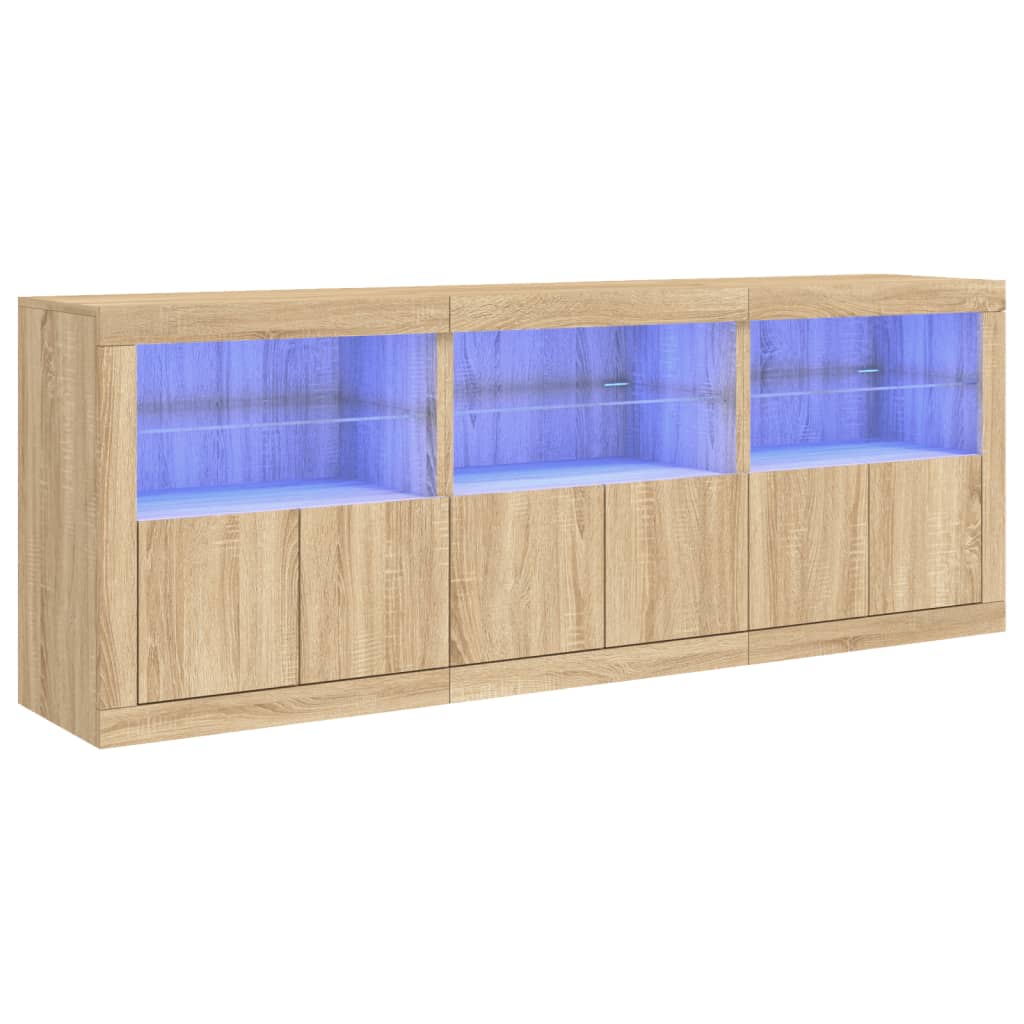 Sideboard With Led Lights 181.5X37X67 Cm