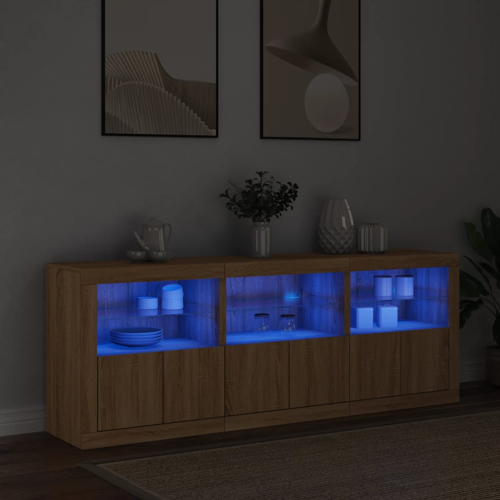 Sideboard With Led Lights 181.5X37X67 Cm