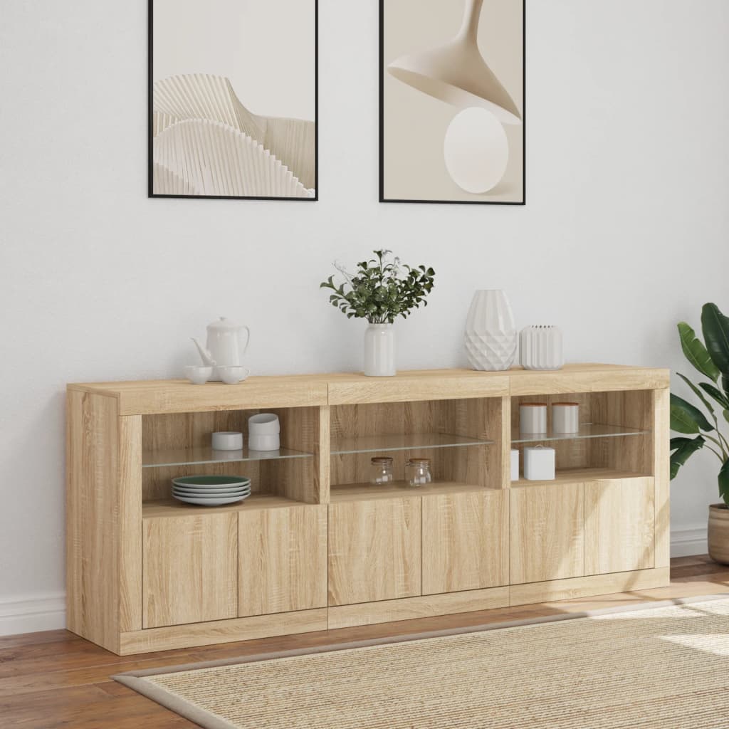 Sideboard With Led Lights 181.5X37X67 Cm
