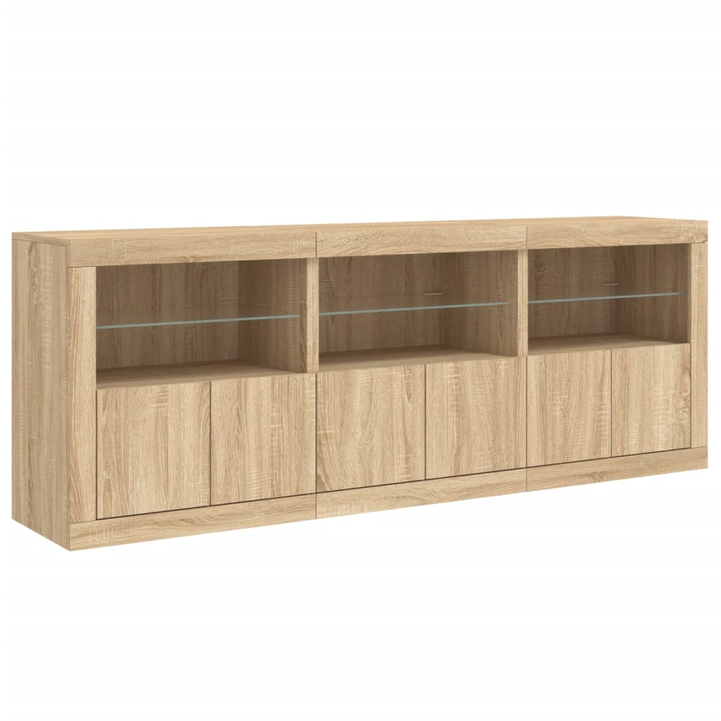 Sideboard With Led Lights 181.5X37X67 Cm