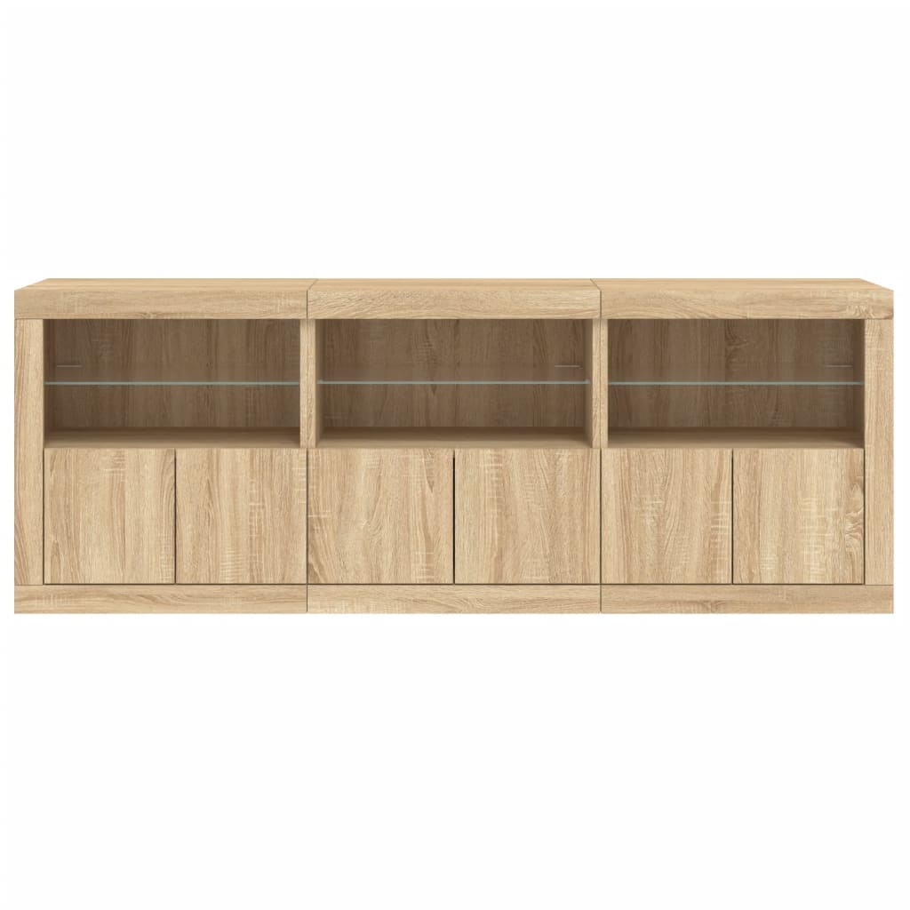 Sideboard With Led Lights 181.5X37X67 Cm