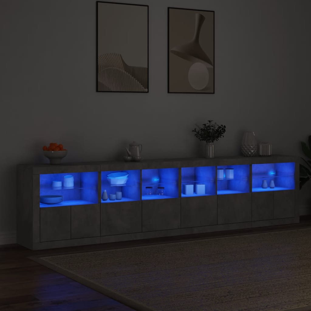 Sideboard With Led Lights 283X37X67 Cm