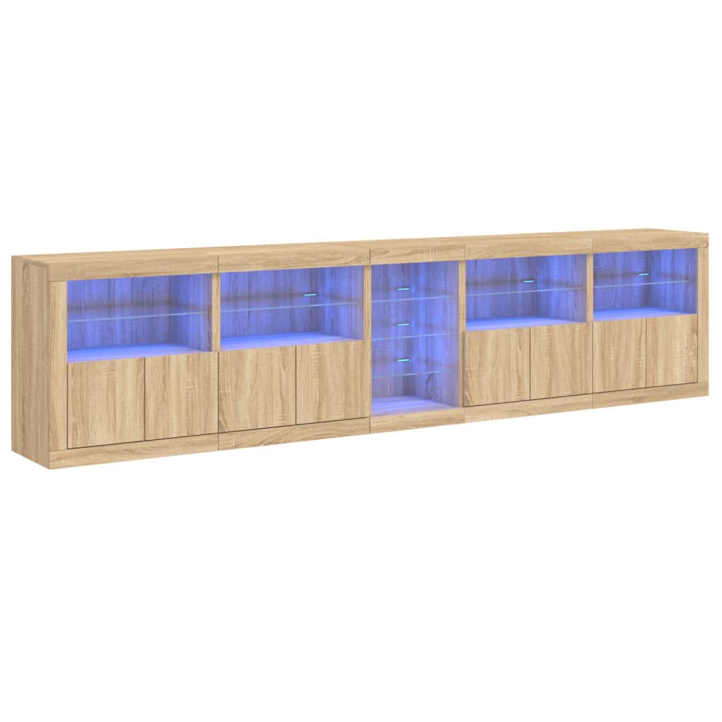 Sideboard With Led Lights 283X37X67 Cm
