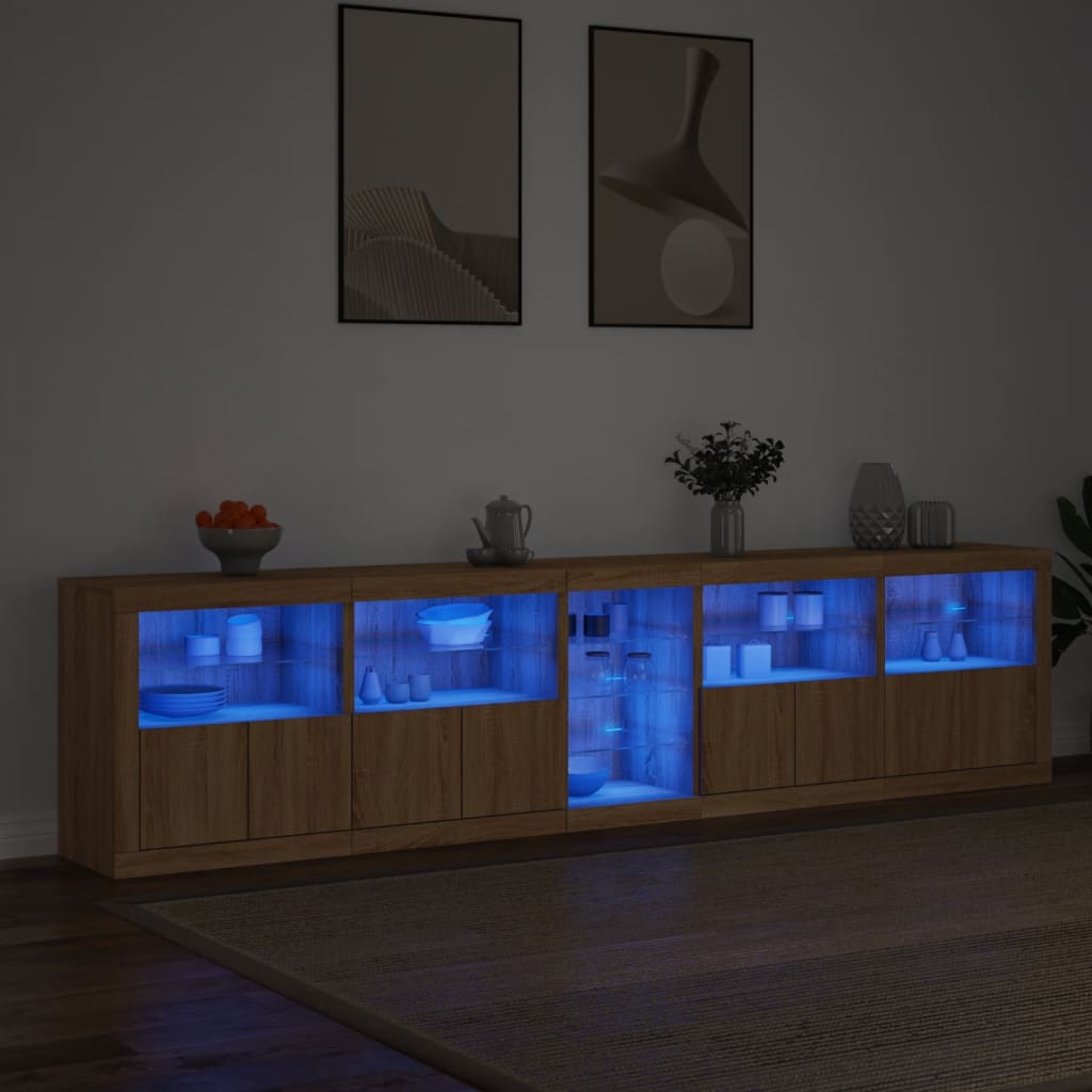 Sideboard With Led Lights 283X37X67 Cm