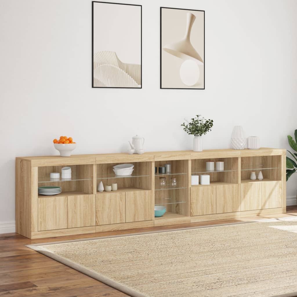 Sideboard With Led Lights 283X37X67 Cm