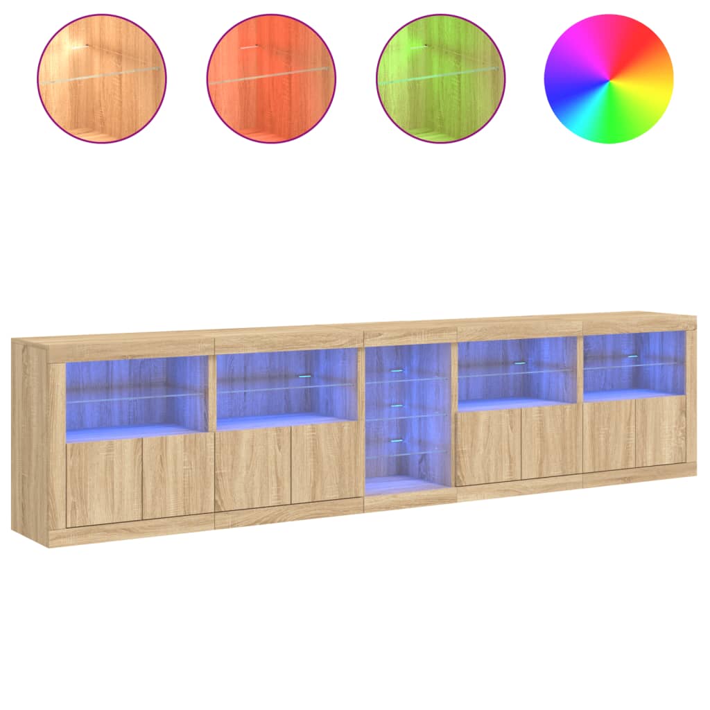 Sideboard With Led Lights 283X37X67 Cm