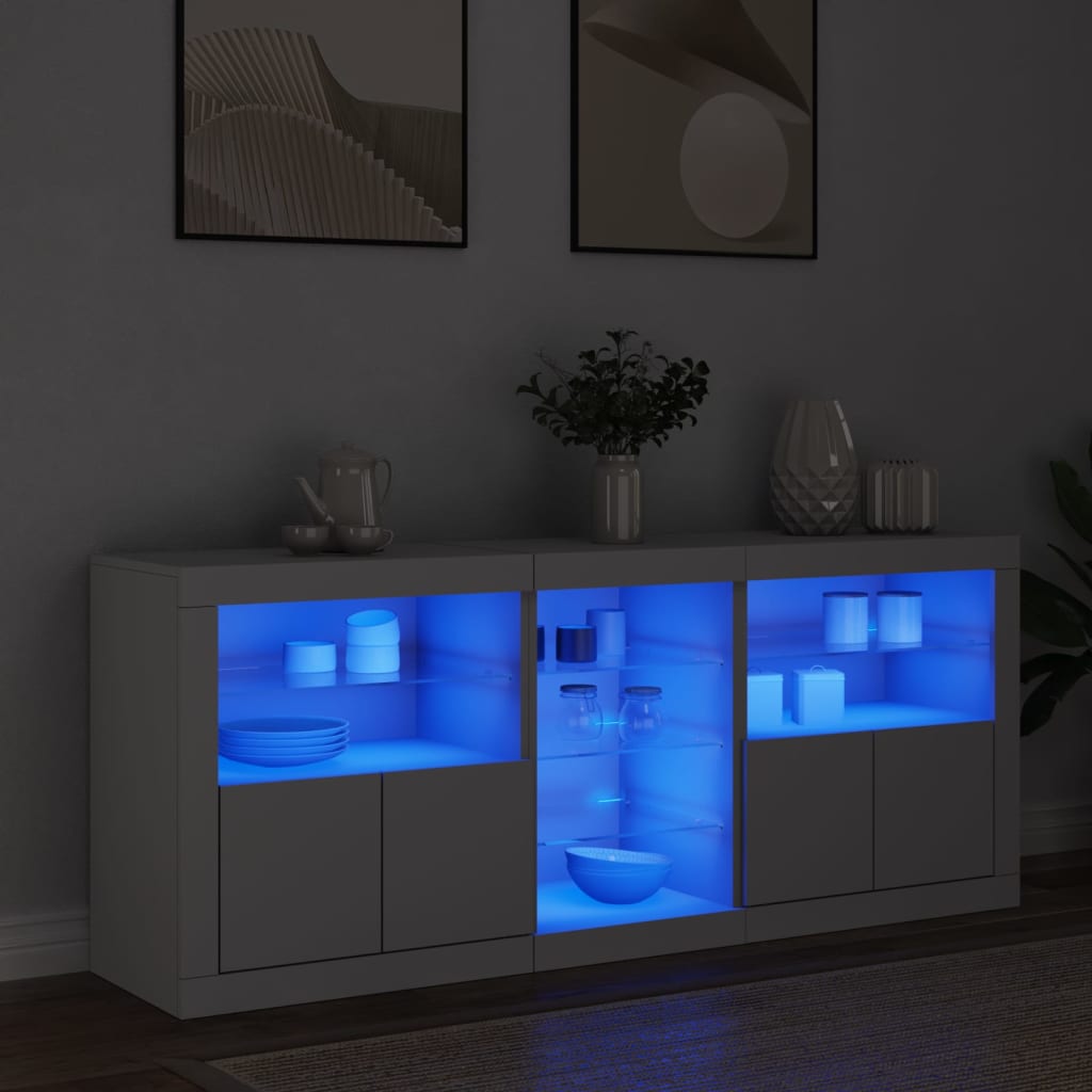 Sideboard With Led Lights 162X37X67 Cm