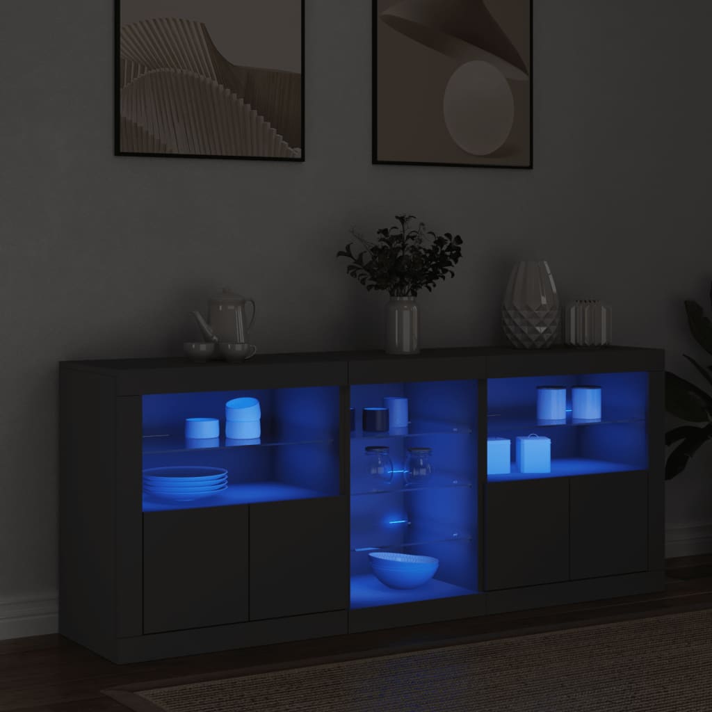 Sideboard With Led Lights 162X37X67 Cm