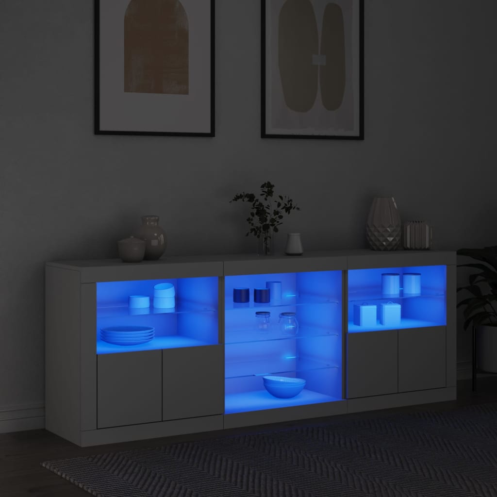 Sideboard With Led Lights 181.5X37X67 Cm
