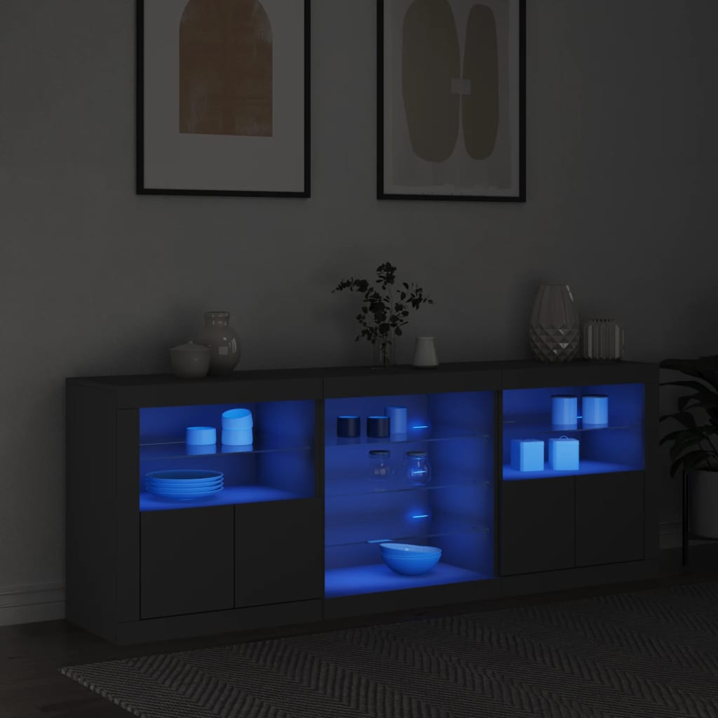 Sideboard With Led Lights 181.5X37X67 Cm