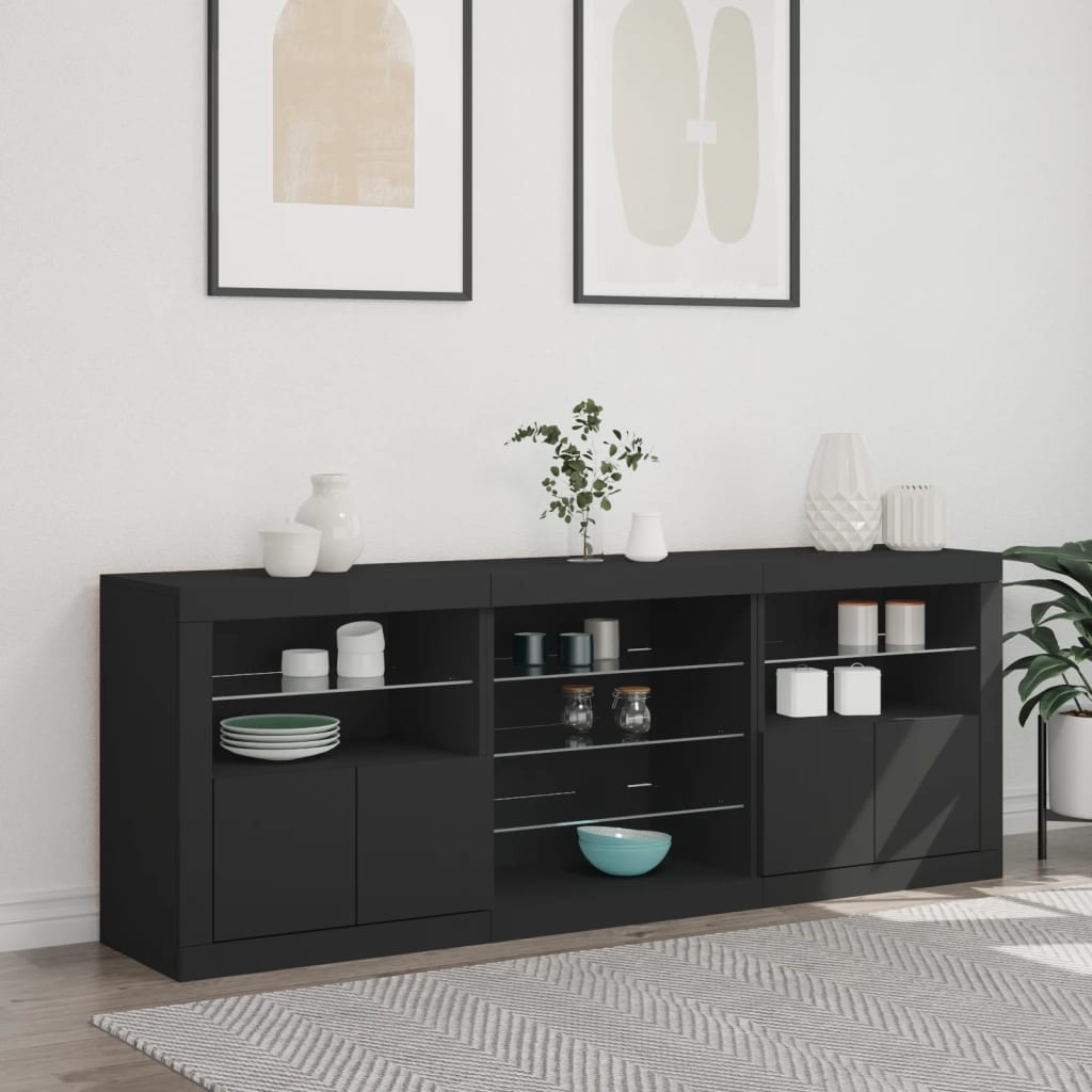 Sideboard With Led Lights 181.5X37X67 Cm