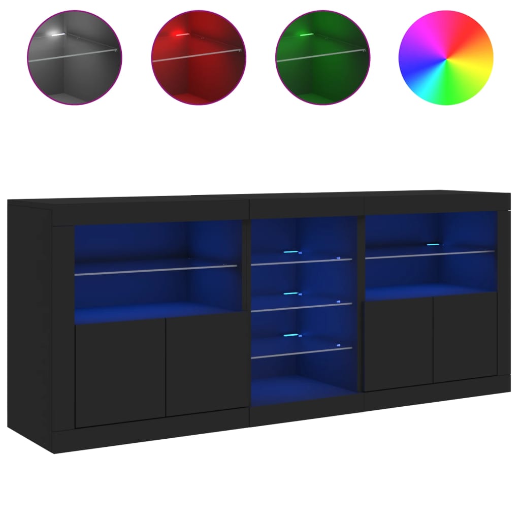 Sideboard With Led Lights 181.5X37X67 Cm