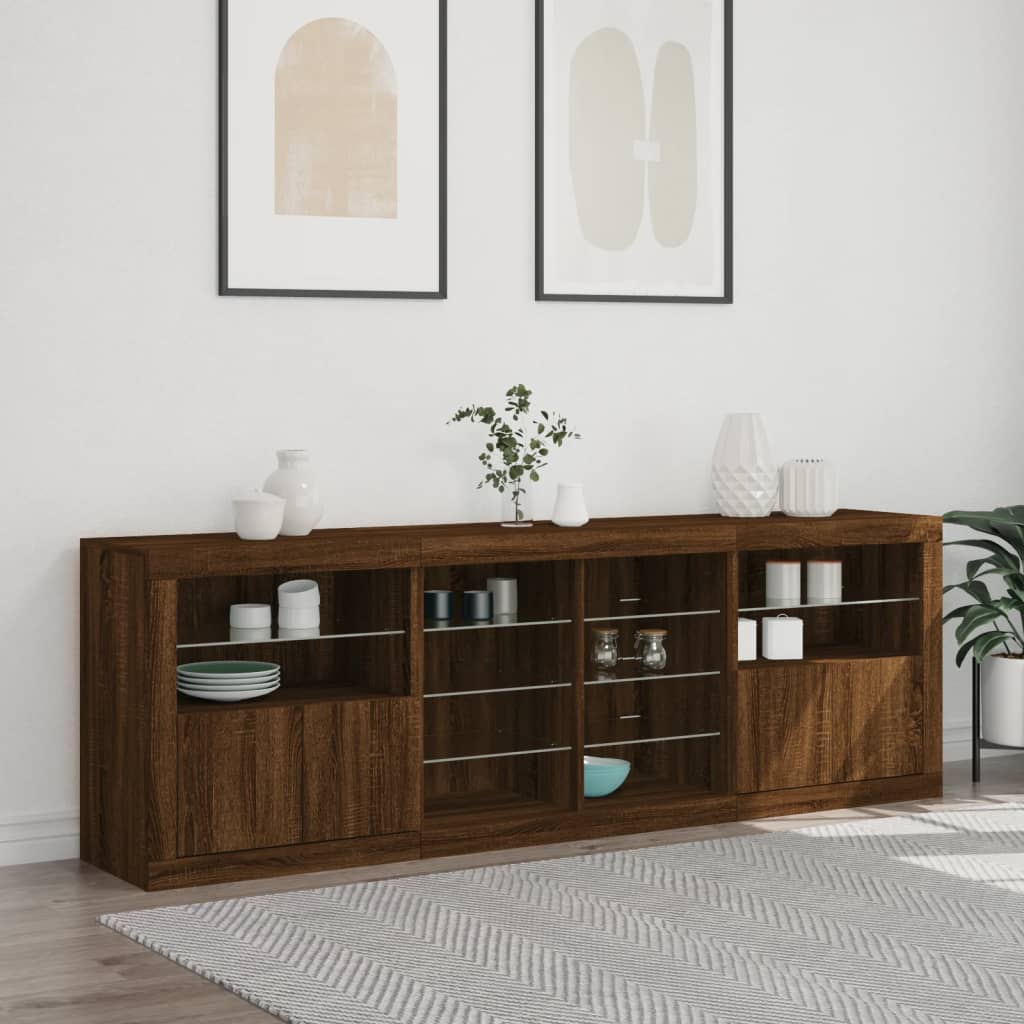 Sideboard With Led Lights 202X37X67 Cm