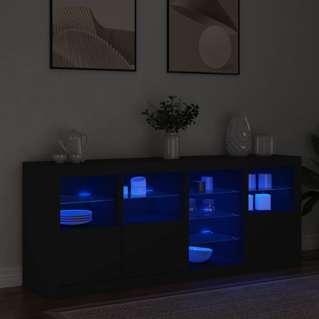 Sideboard With Led Lights 164X37X67 Cm