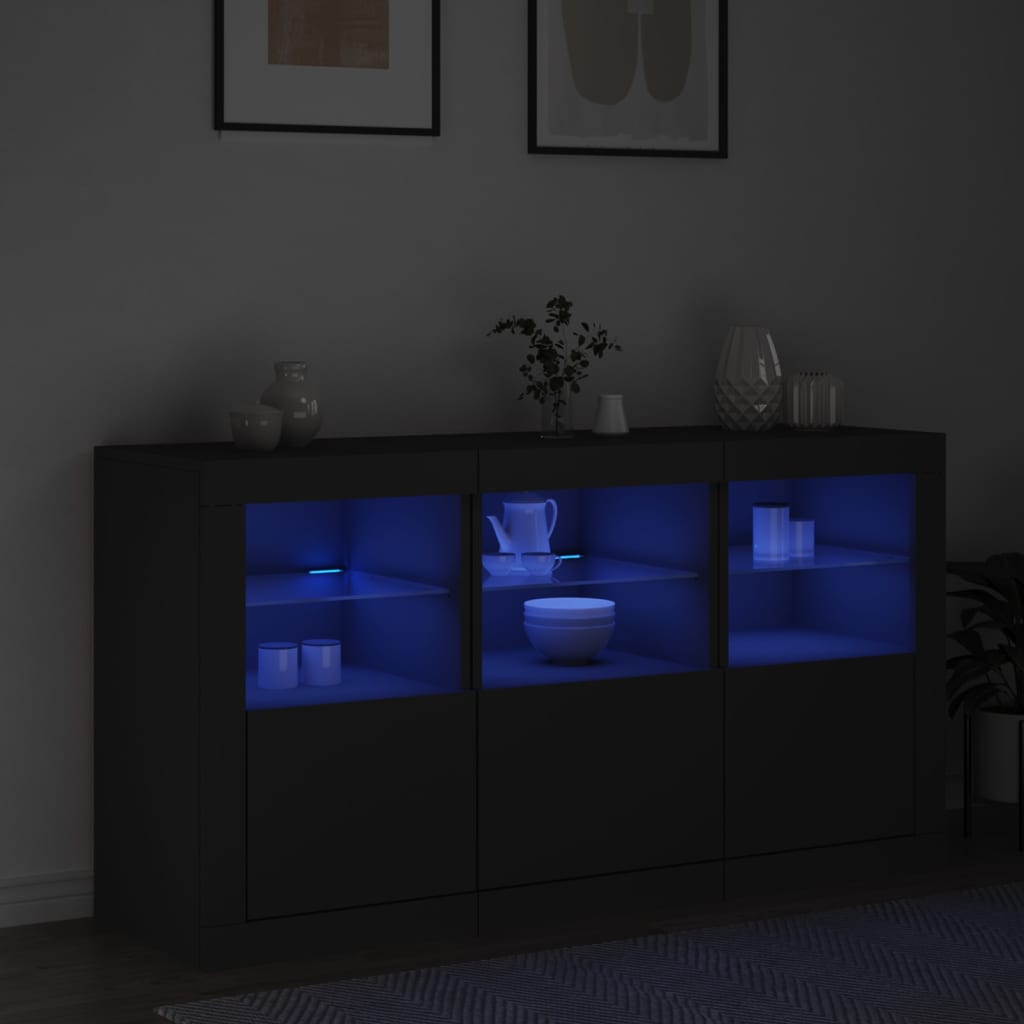 Sideboard With Led Lights 123X37X67 Cm