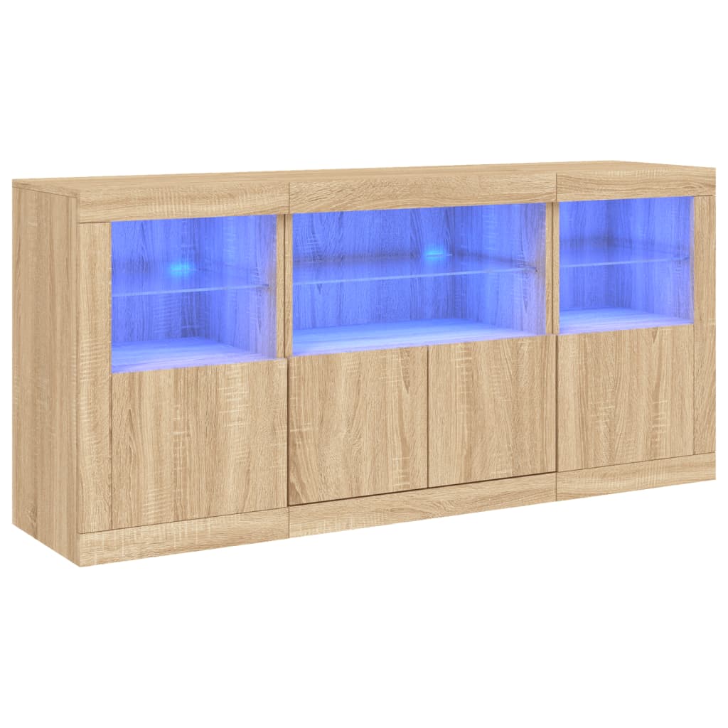 Sideboard With Led Lights 142.5X37X67 Cm