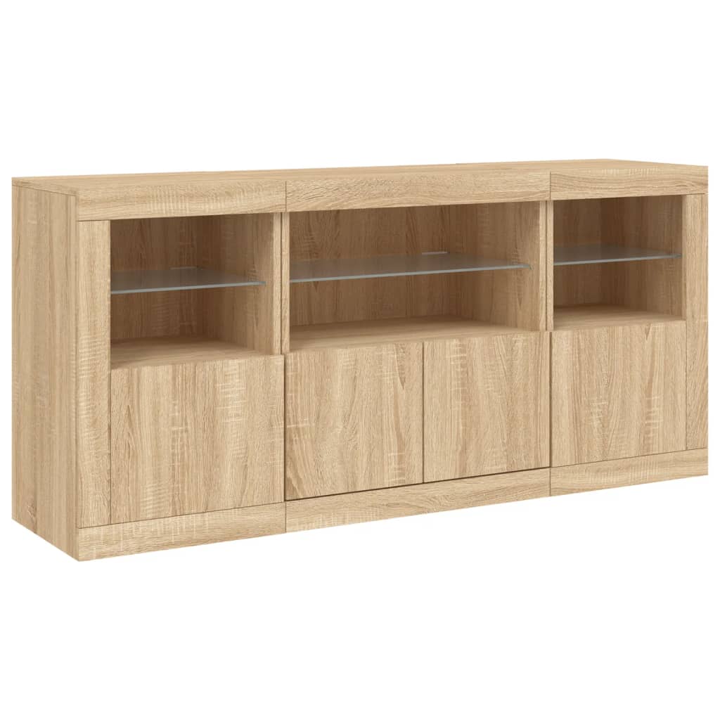 Sideboard With Led Lights 142.5X37X67 Cm