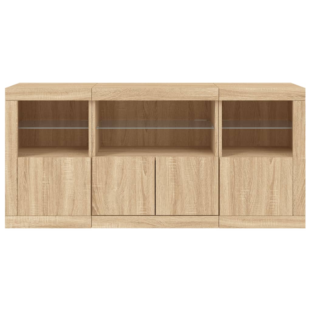 Sideboard With Led Lights 142.5X37X67 Cm