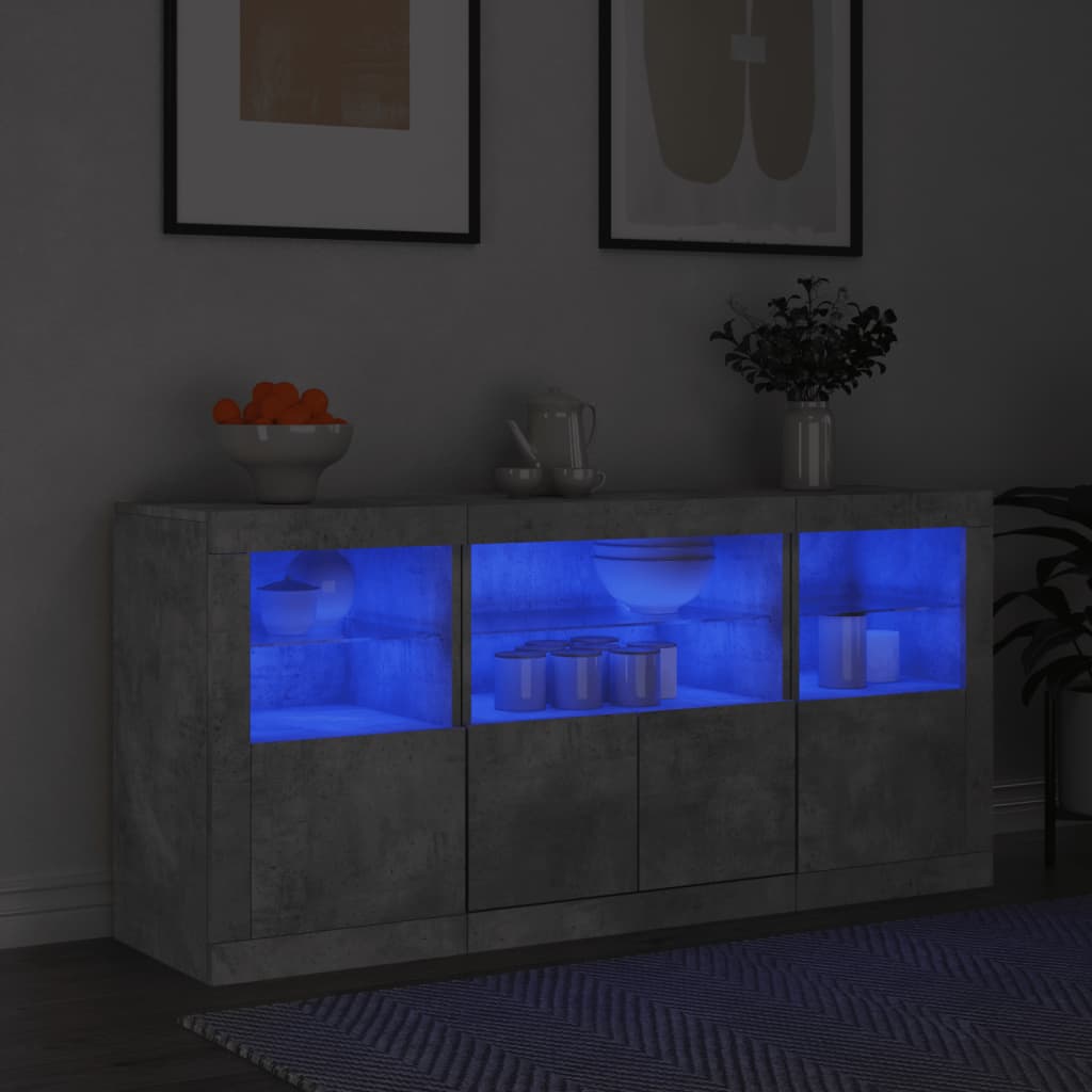 Sideboard With Led Lights 142.5X37X67 Cm