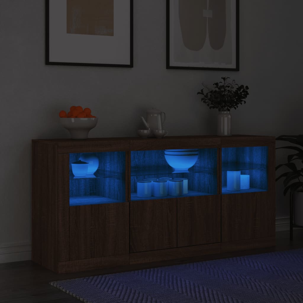 Sideboard With Led Lights 142.5X37X67 Cm