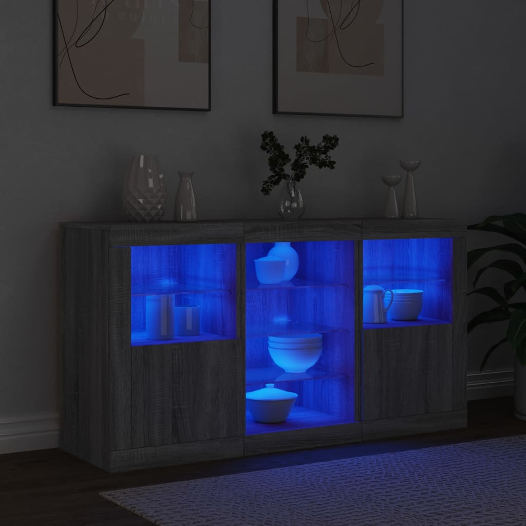 Sideboard With Led Lights 123X37X67 Cm