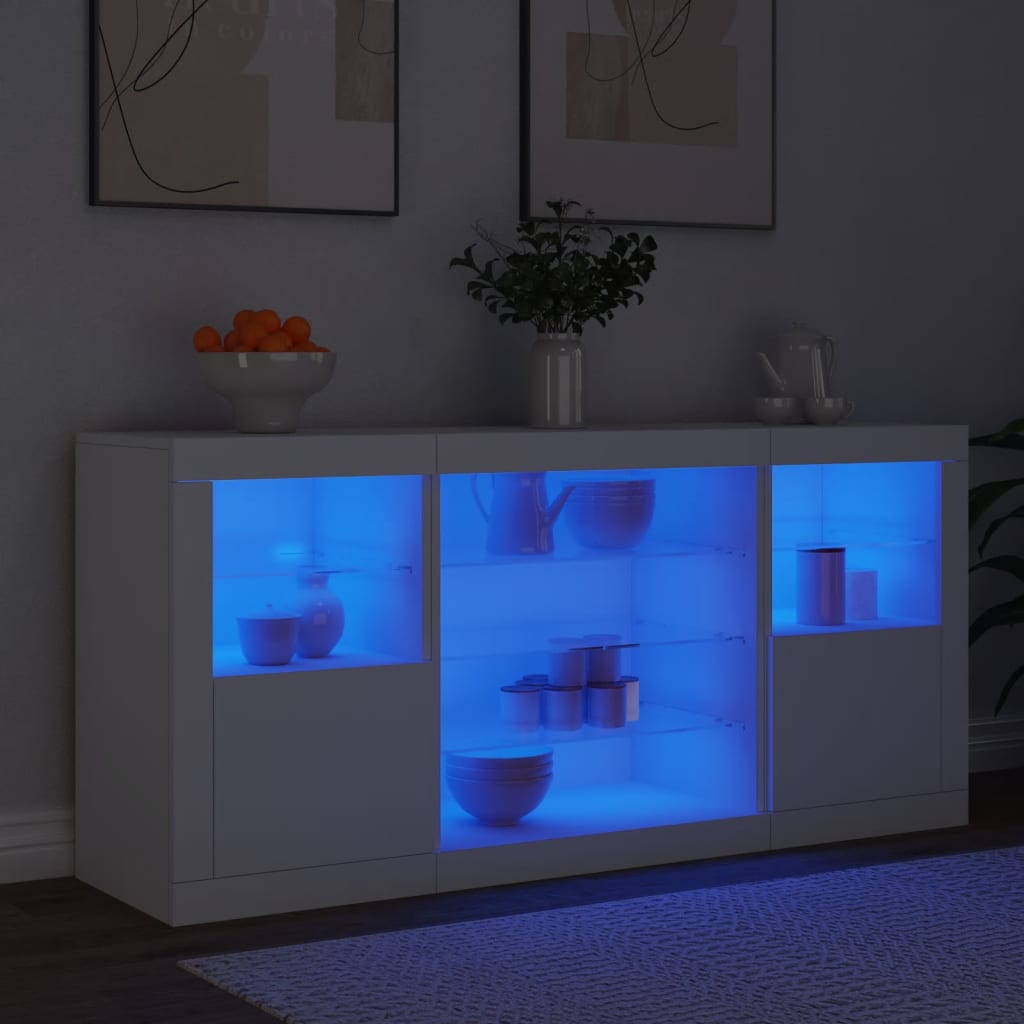 Sideboard With Led Lights 142.5X37X67 Cm