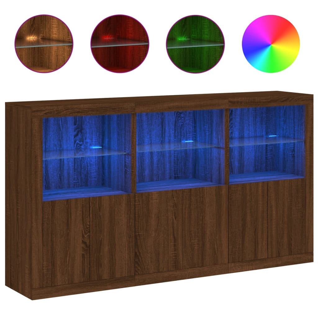 Sideboard With Led Lights 181.5X37X100 Cm