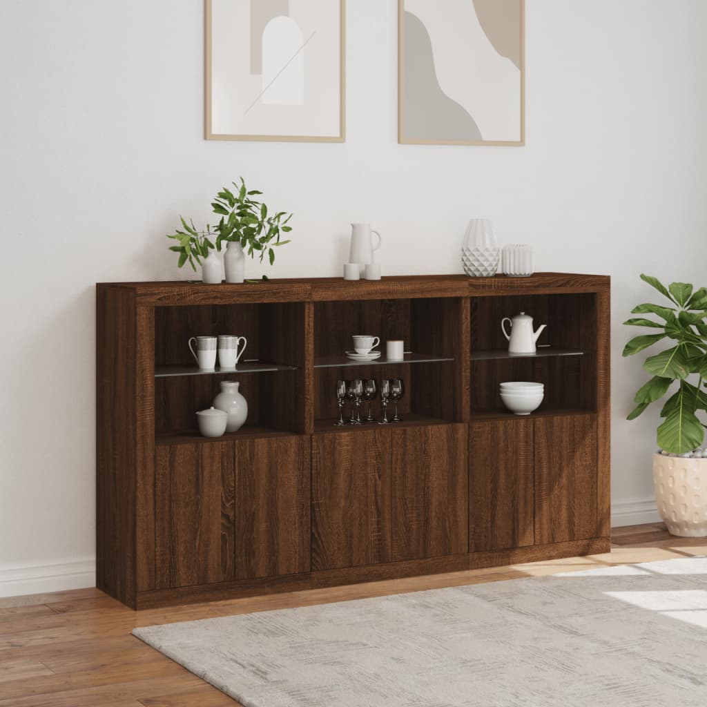 Sideboard With Led Lights 181.5X37X100 Cm