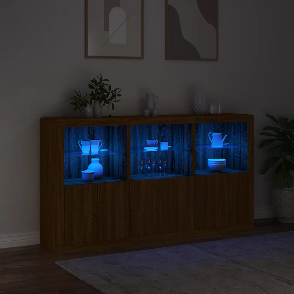Sideboard With Led Lights 181.5X37X100 Cm