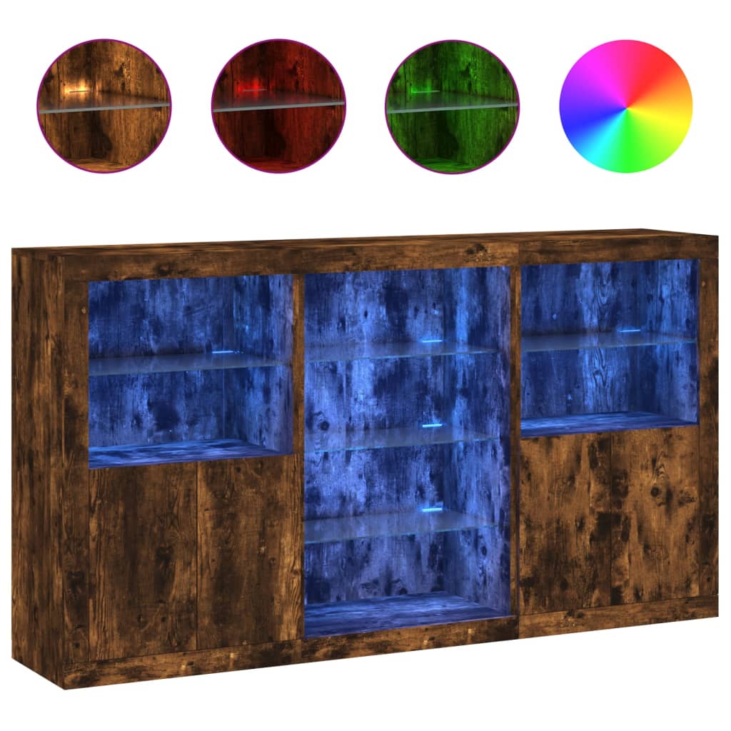 Sideboard With Led Lights 181.5X37X100 Cm