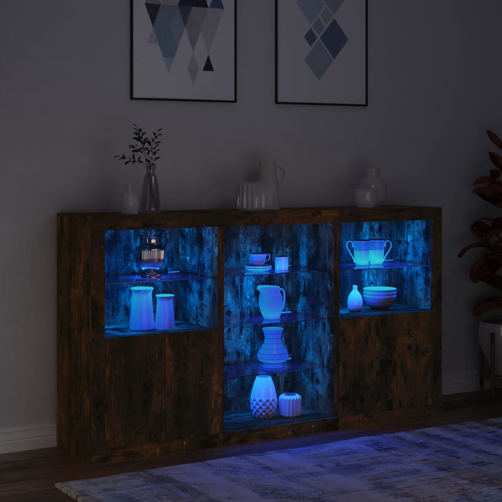 Sideboard With Led Lights 181.5X37X100 Cm