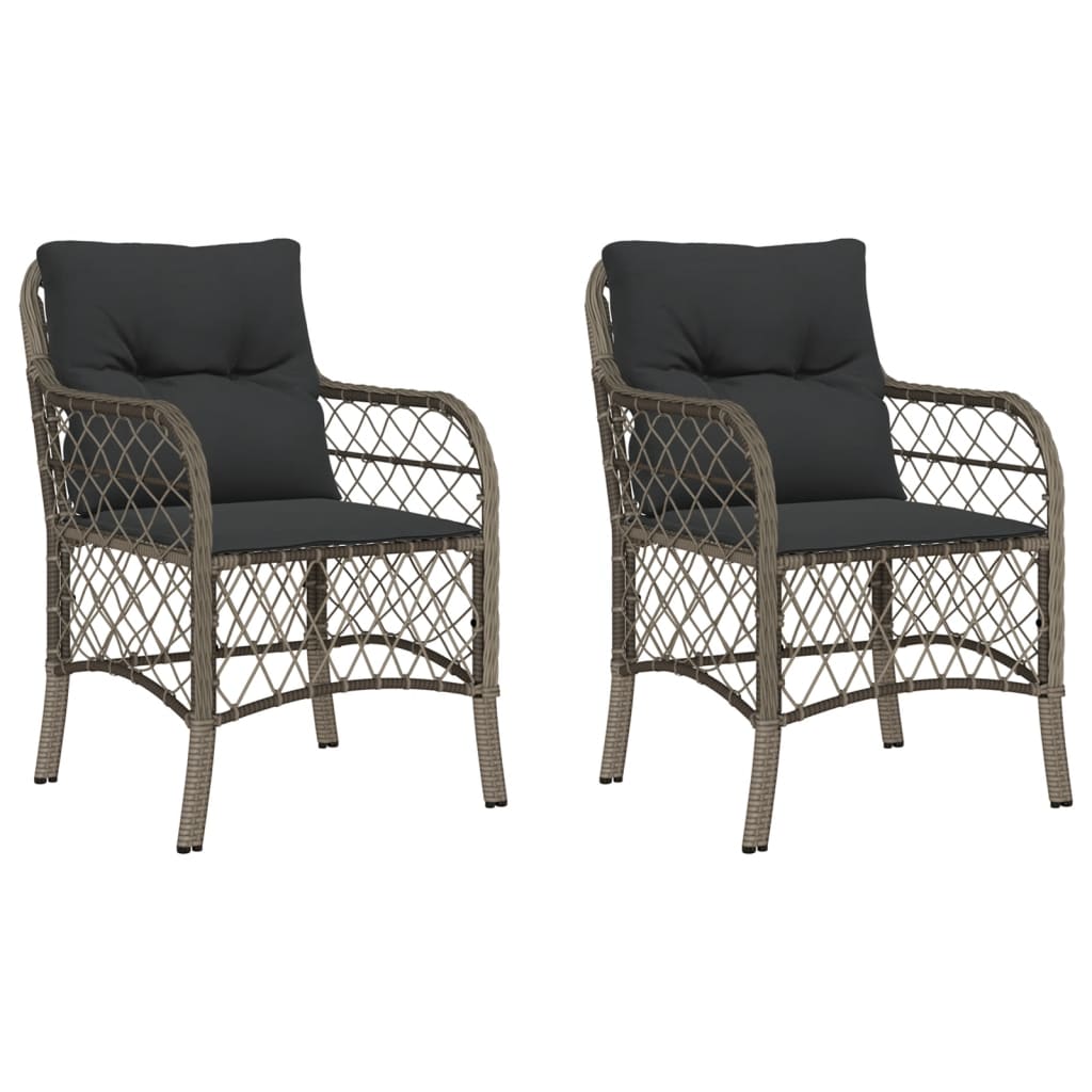 Garden Chairs With Cushions 2 Pcs Poly Rattan