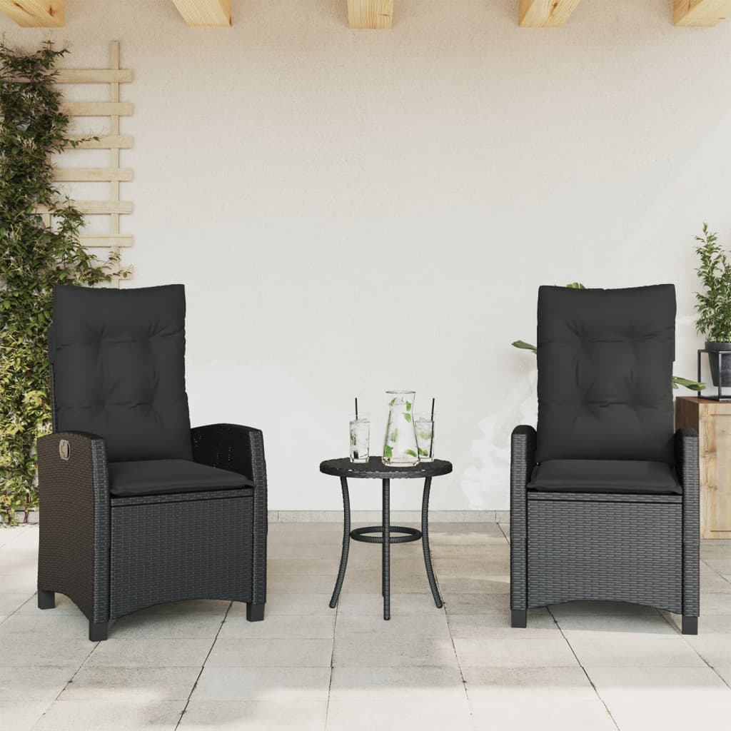 3 Piece Bistro Set With Cushions Poly Rattan
