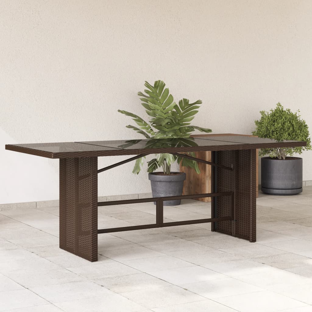 Garden Table With Acacia Top 190X80X74 Cm Poly Rattan
